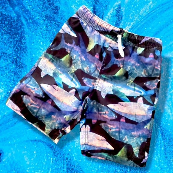 💥SALE💥Shark Print Swim Trunks - Picture 1 of 6